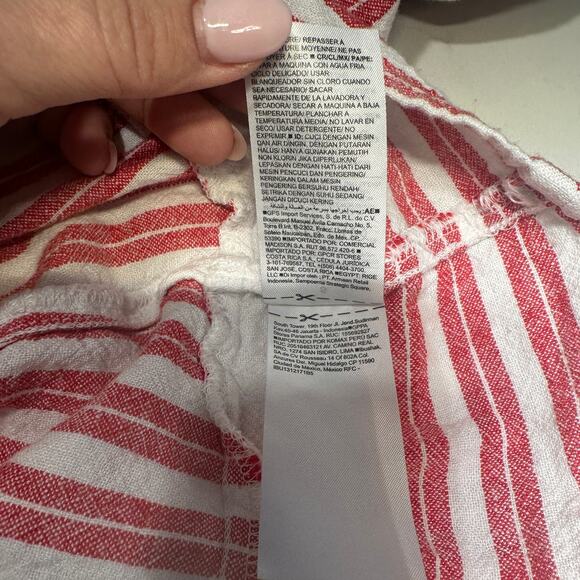 Old Navy Linen Dress Size Small Red Striped Midi 4th of July Americana Coastal - Picture 12 of 14
